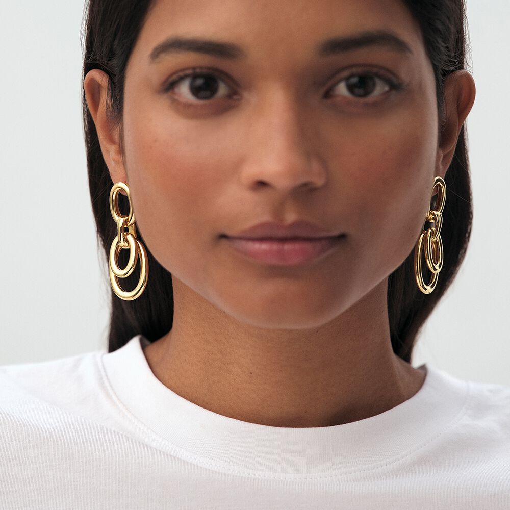 Boucles d'oreilles pendantes XOXO - Dor&eacute; - Boucles d'oreilles fantaisies  | Agatha