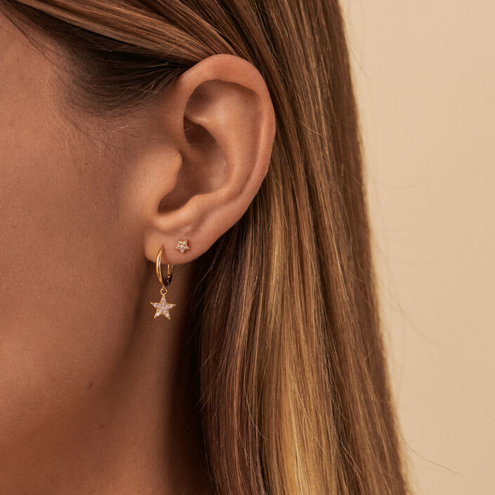 Piercing créole ESTRE - Cristal / Doré - Piercings  | Agatha