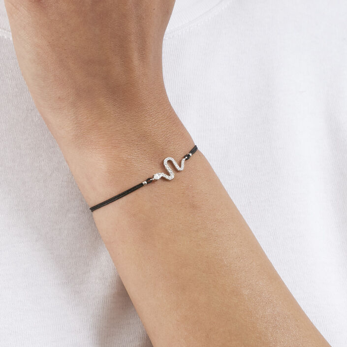 Bracelet cordon SNAKY - Cristal / Noir - Bracelets  | Agatha