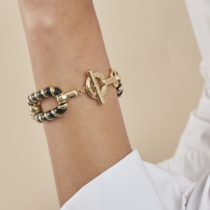 Bracelet souple SESHA - Noir / Doré - Bracelets  | Agatha