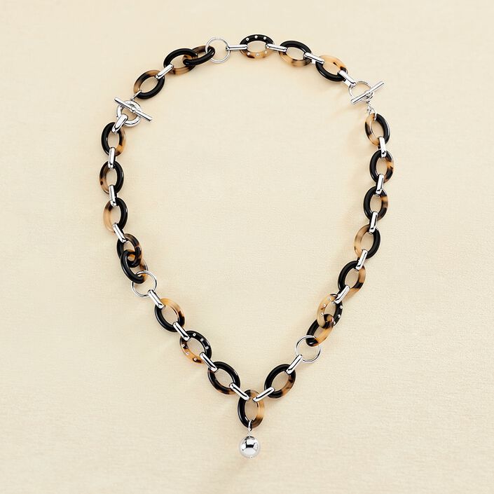 Collier mi-long BOUCLE - Ecaille / Noir - Colliers  | Agatha