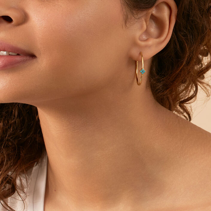 Créoles BELOVED - Turquoise / Doré - Boucles d'oreilles  | Agatha