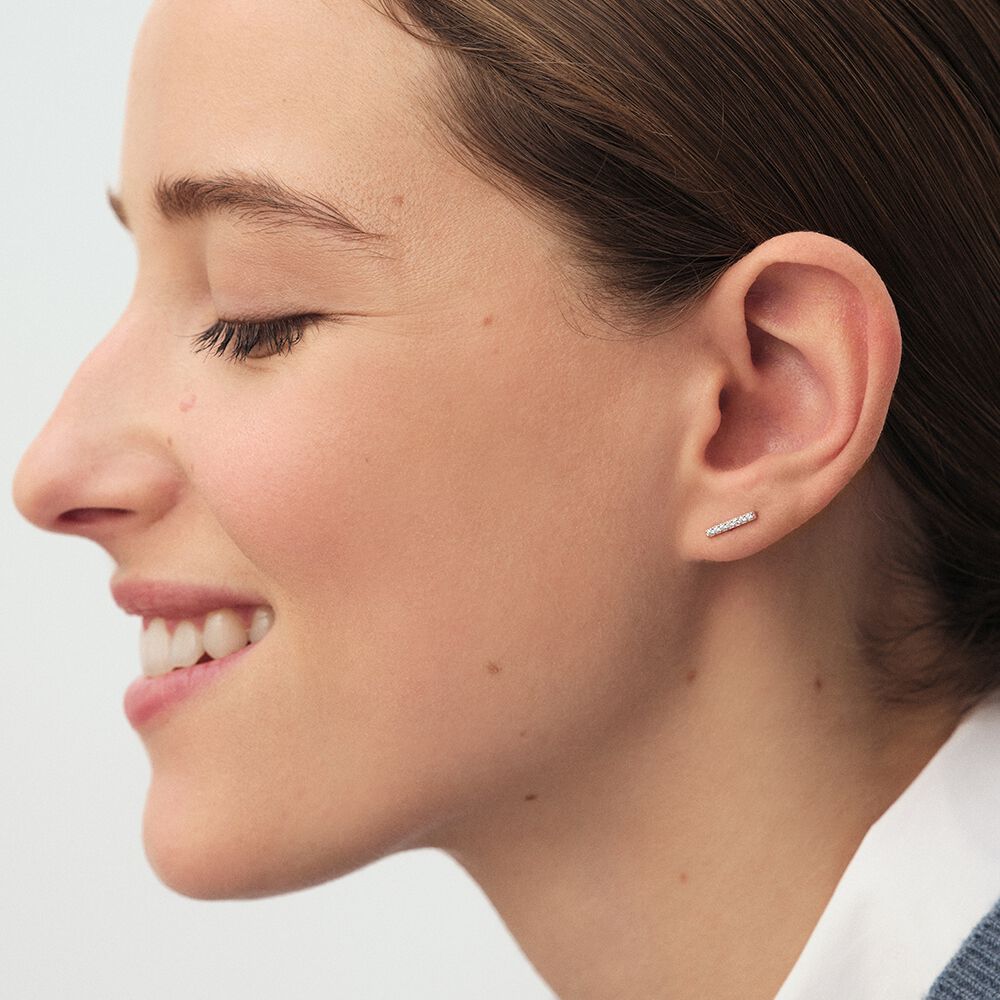 Boucles d'oreilles puces BARSHINE - Cristal / Argenté - Boucles d'oreilles puces  | Agatha