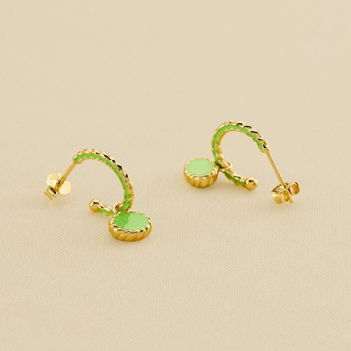 Créoles ATMA - Onyx/ vert - Boucles d'oreilles  | Agatha