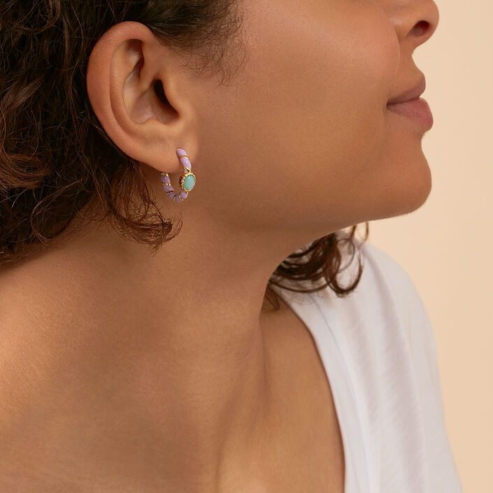 Créoles ARLEQUIN - Mauve / Doré - Boucles d'oreilles  | Agatha