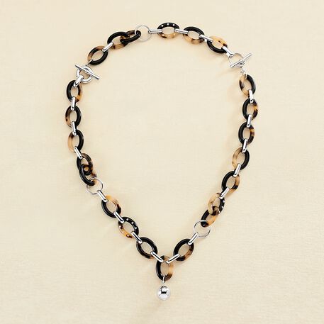 Collier mi-long BOUCLE - Ecaille / Noir - Colliers  | Agatha
