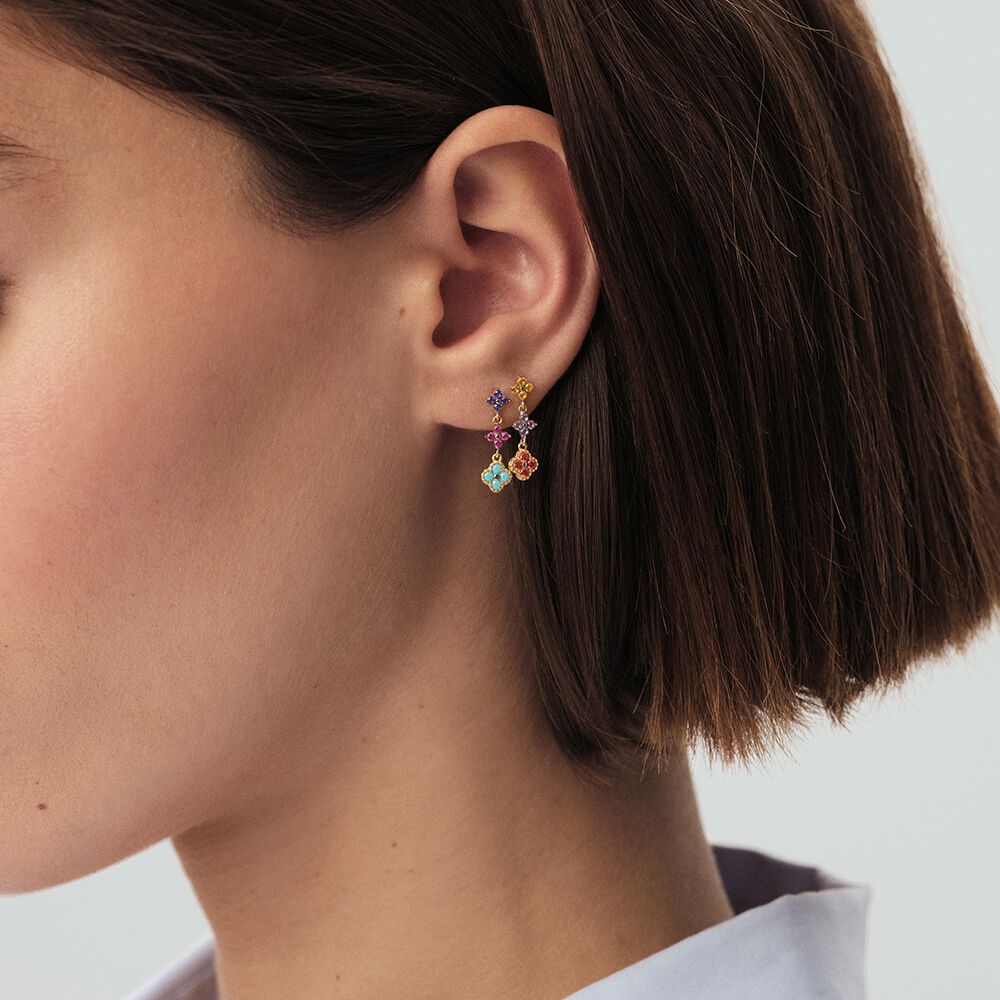 Boucles d'oreilles pendantes BELOVED - Multicolore / Doré - Boucles d'oreilles fantaisies  | Agatha