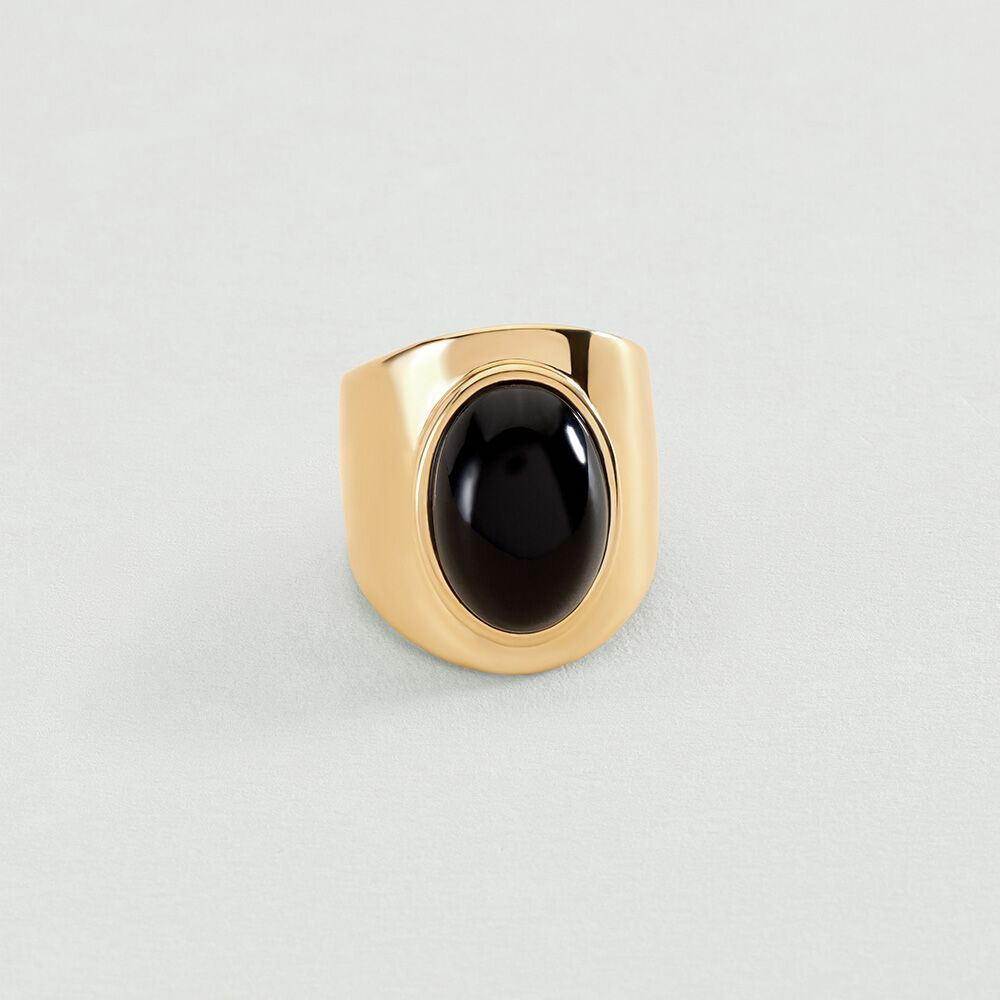 Bague large MOPA - Noir / Doré - Outlet  | Agatha