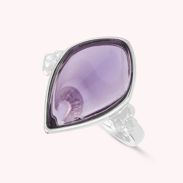 Bague fine MOON - Amethyste / Argenté - Bagues  | Agatha