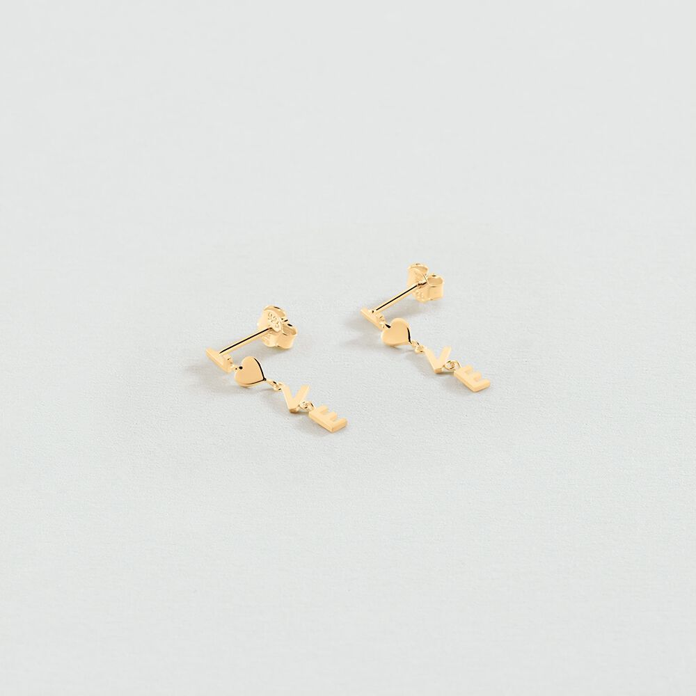 Boucles d'oreilles pendantes WITH LOVE - Doré - Boucles d'oreilles fantaisies  | Agatha
