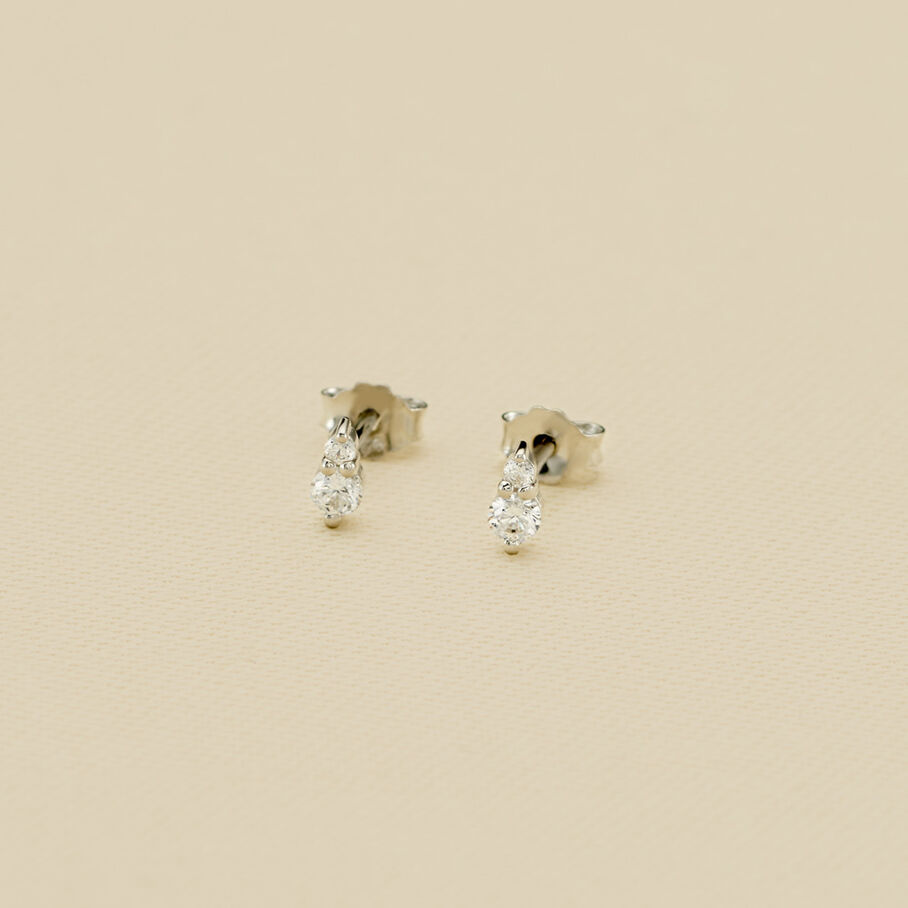 Boucles d'oreilles puces PLEIADES - Cristal / Argenté