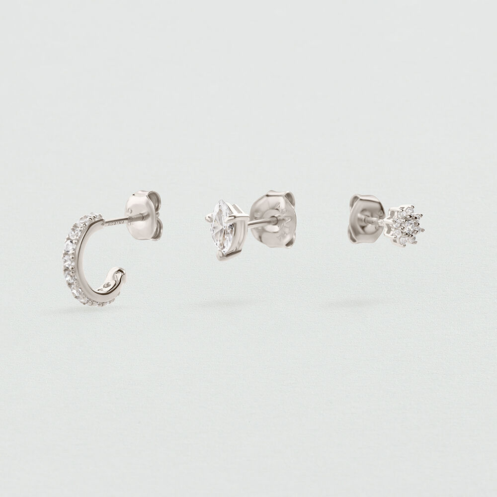 Set de boucles d'oreilles MIX & MATCH - Cristal / Argent&eacute; - Boucles d'oreilles puces  | Agatha