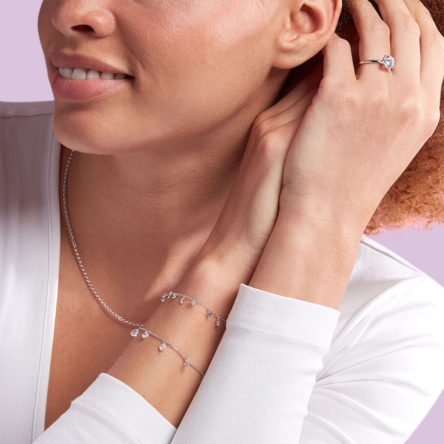 Bague fine DIAMS - Cristal / Argenté - Bagues  | Agatha