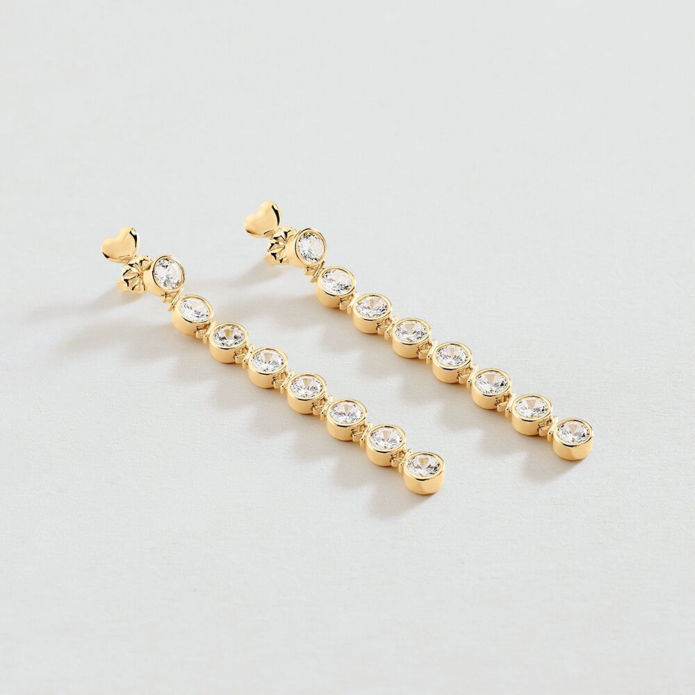 Boucles d'oreilles pendantes N-13 - Cristal / Doré - Boucles d'oreilles fantaisies  | Agatha