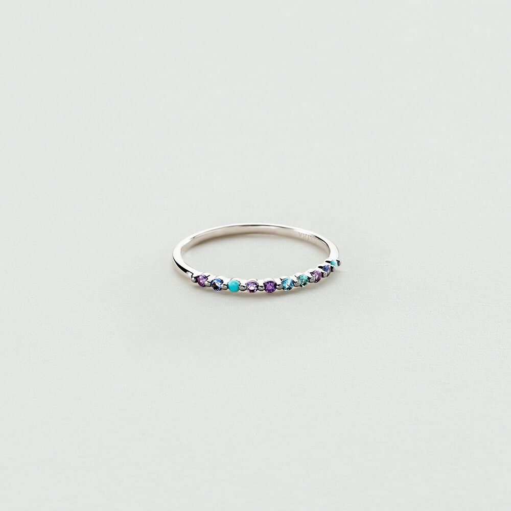 Bague fine BELOVED - Multicolore / Argenté - Bagues avec pierre  | Agatha