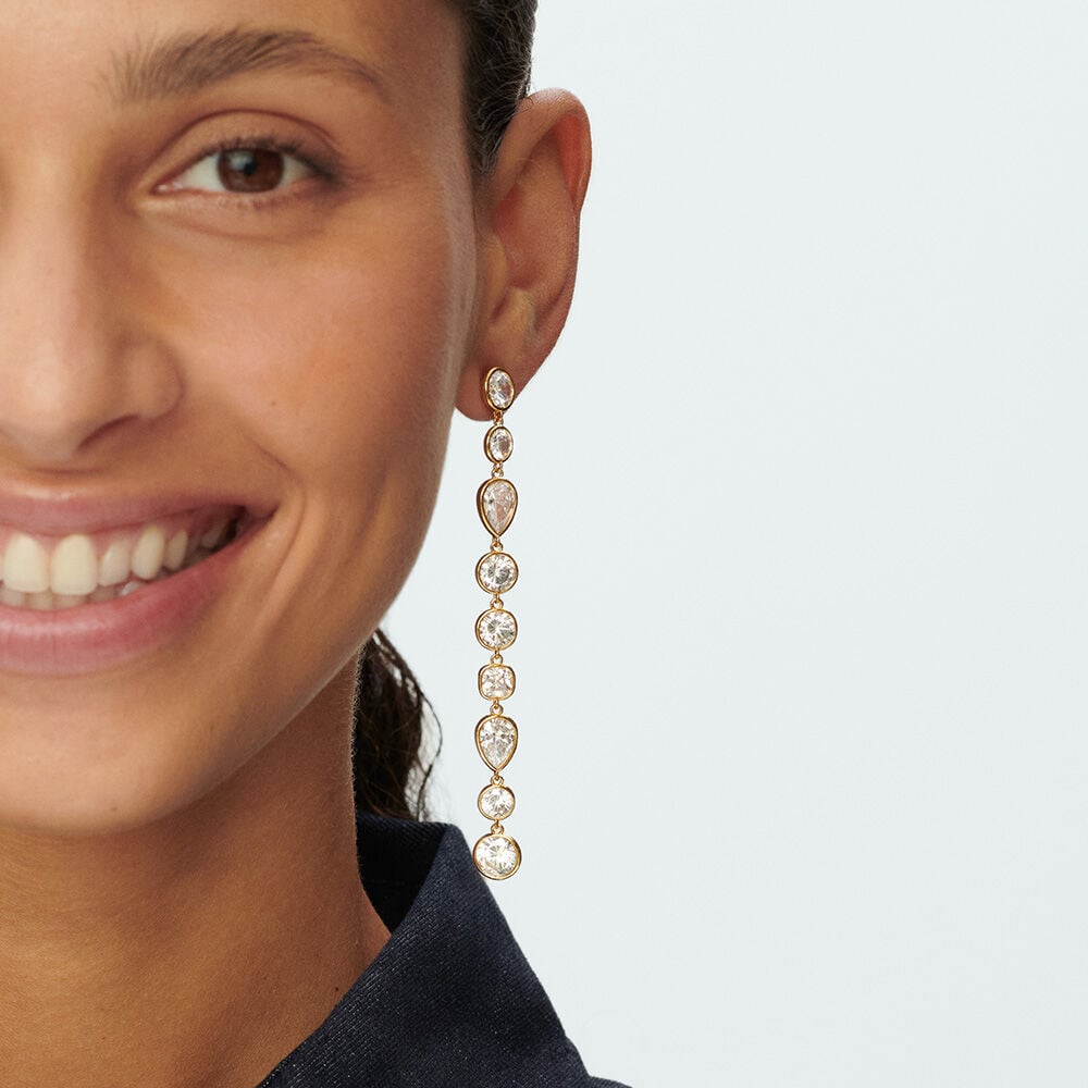 Boucles d'oreilles pendantes CANDY - Cristal / Doré - Boucles d'oreilles pendantes  | Agatha