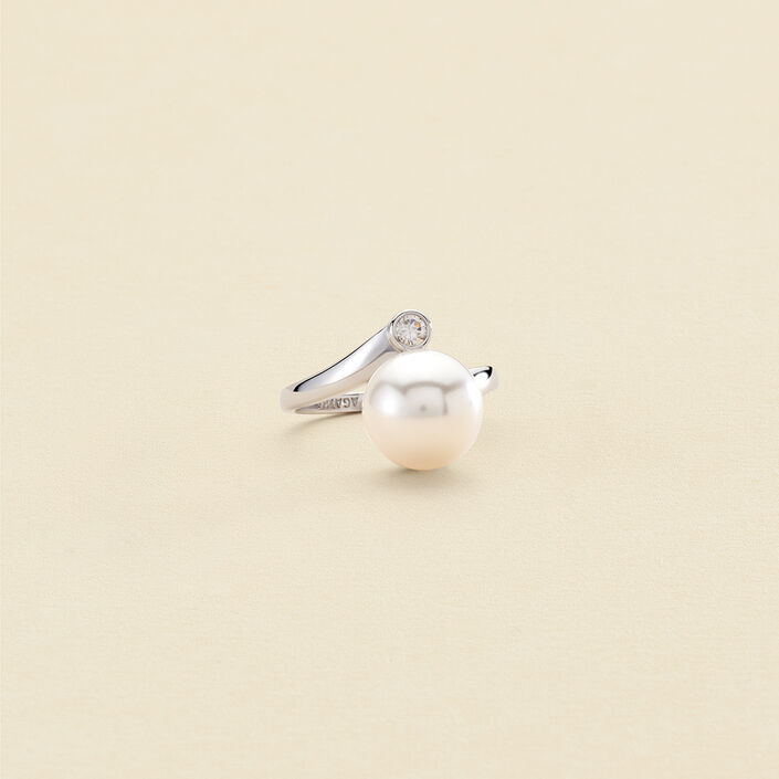 Bague large PEARLS - Perle / Argenté - Bagues  | Agatha