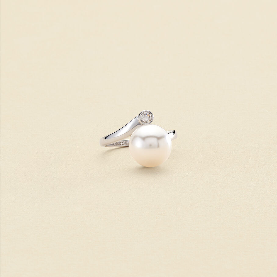 Bague large PEARLS - Perle / Argenté - Bagues  | Agatha