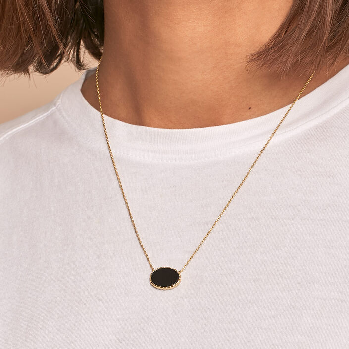 Collier mi-long ATMA - Onyx/ vert - Colliers  | Agatha