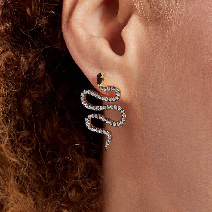 Boucles d'oreilles pendantes SNAKY - Cristal / Gun - Boucles d'oreilles  | Agatha