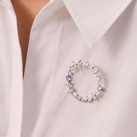 Broche JACKIE - Argenté / Bleu aquamarine  - Accessoires  | Agatha