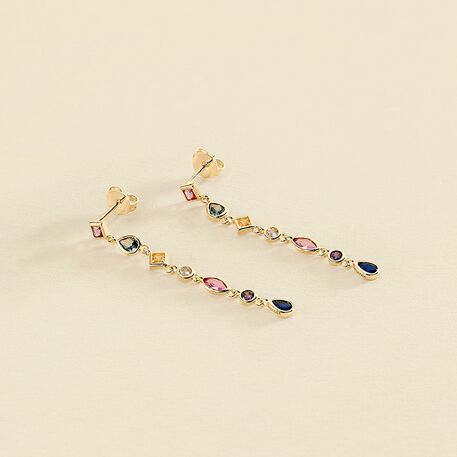 Boucles d'oreilles pendantes CASCADA - Multicolore / Doré - Boucles d'oreilles  | Agatha