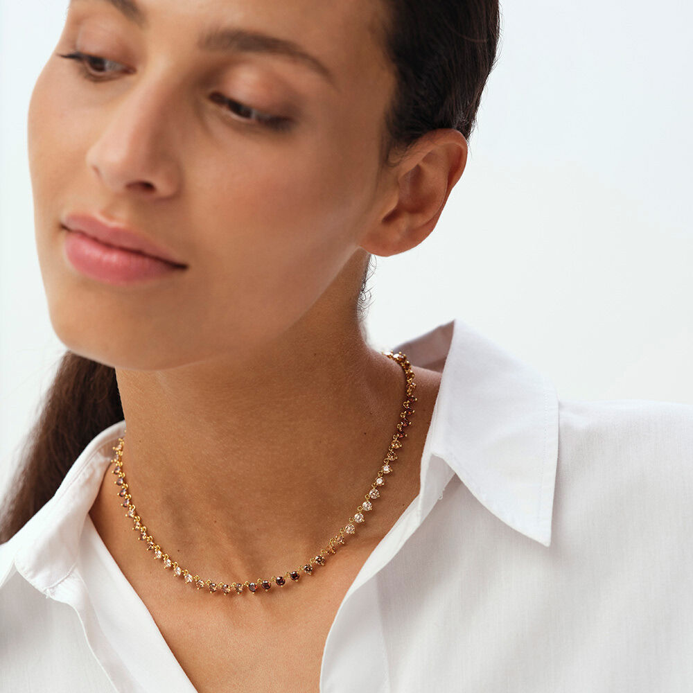 Collier ras du cou LUTETIA - Marron / Dor&eacute; - Colliers ras du cou  | Agatha