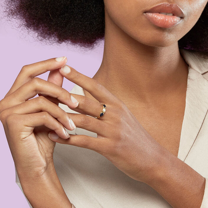Bague fine CREPUSCULE - Bleu / Doré - Bagues  | Agatha
