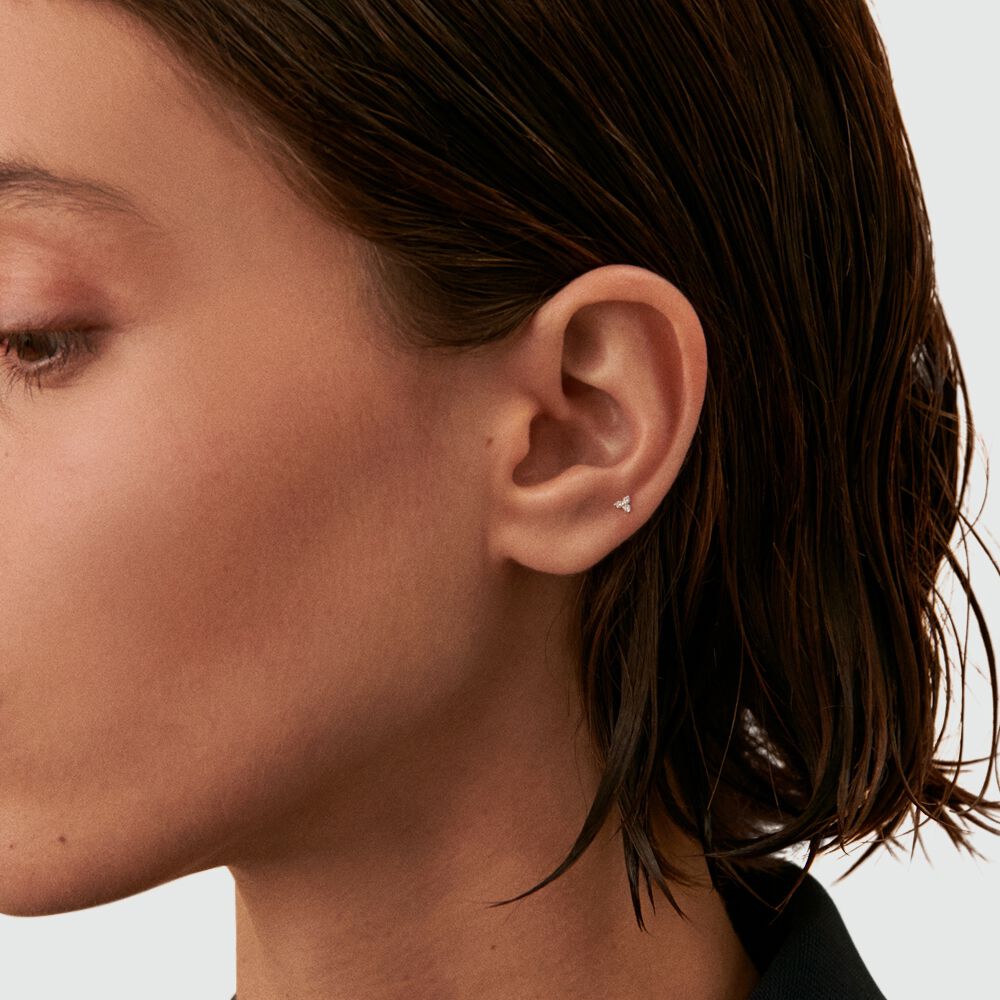 Piercing puce MINPUNTA - Cristal / Argent&eacute; - Argent v&eacute;ritable  | Agatha