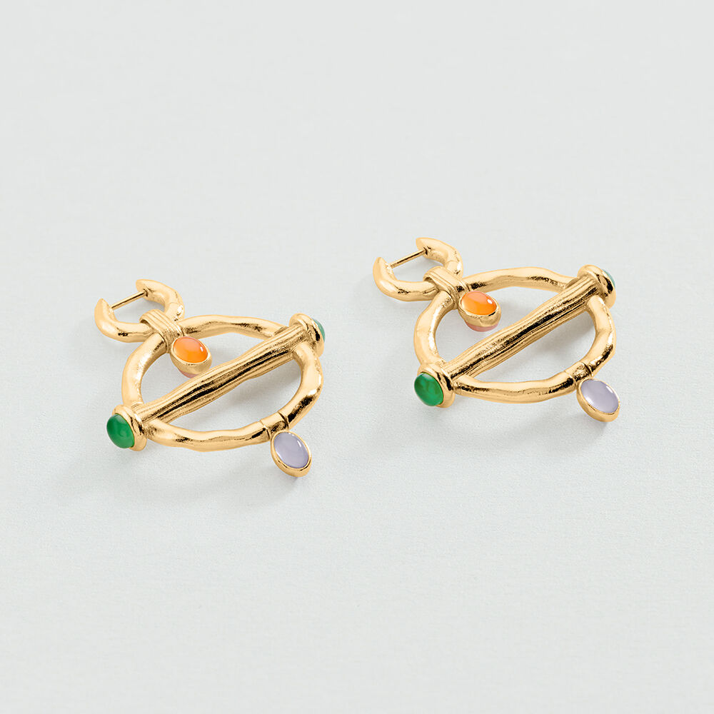 Boucles d'oreilles pendantes PANGEA - Multicolore / Dor&eacute; - Boucles d'oreilles pendantes  | Agatha