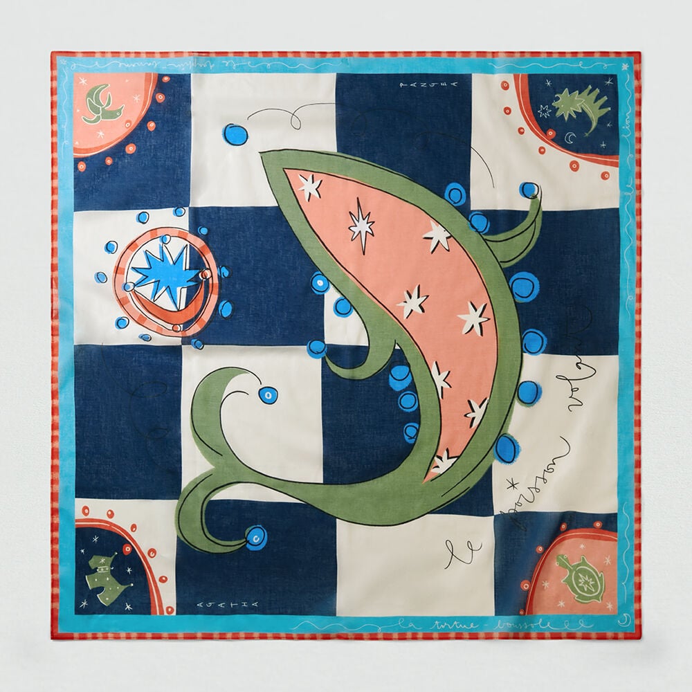 Foulard PANGEA - Bleu / Rose - Lookbooks nouveaut&eacute;s  | Agatha