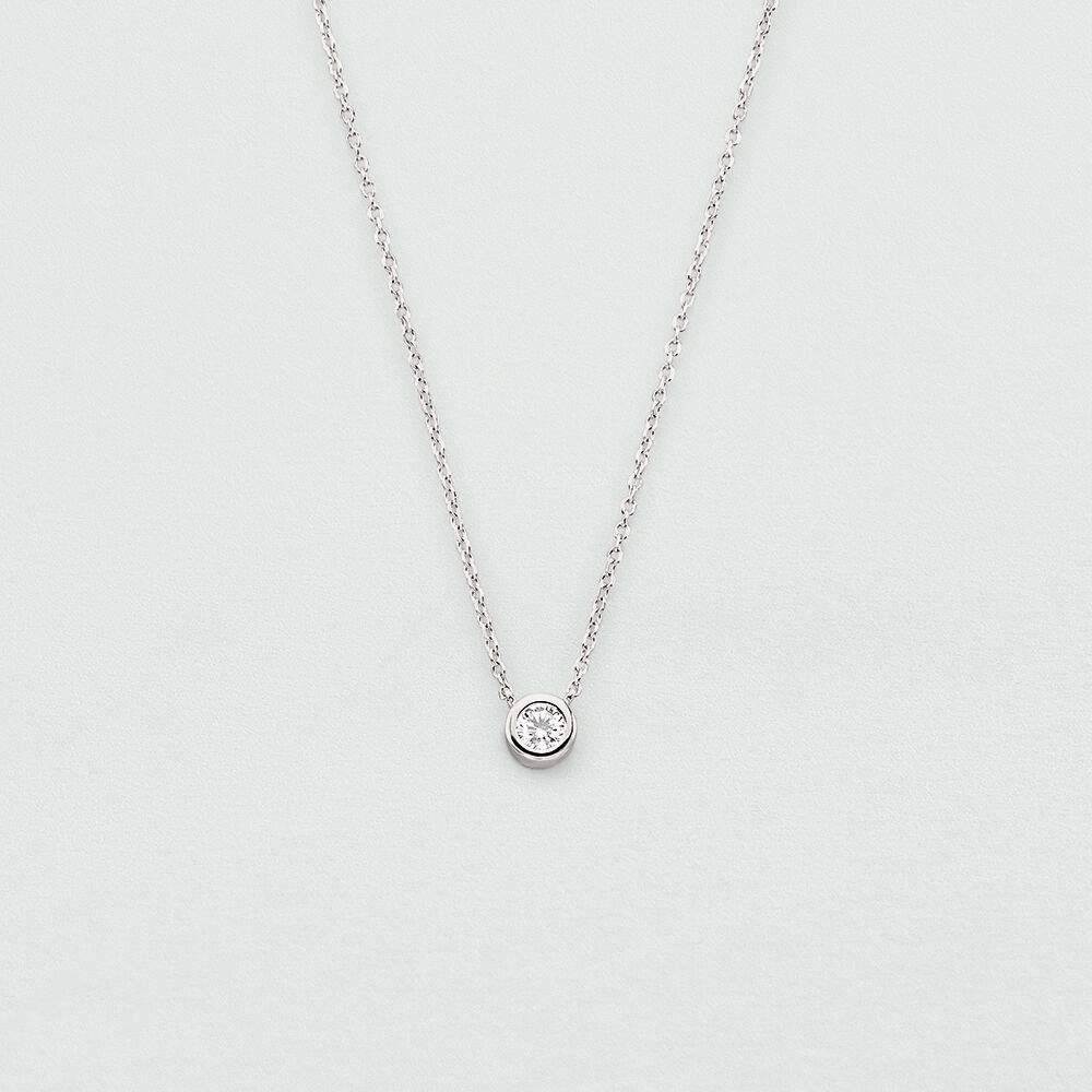 HORIALENCE - Collier Ras De Cou Argenté Avec Pendentif Diamant - Chaîne Vintage Pour Femme - 3