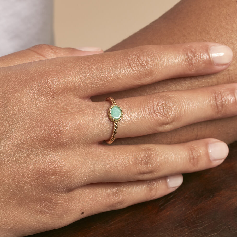 Bague fine ATMA - Amazonite/ jaune - Bagues  | Agatha