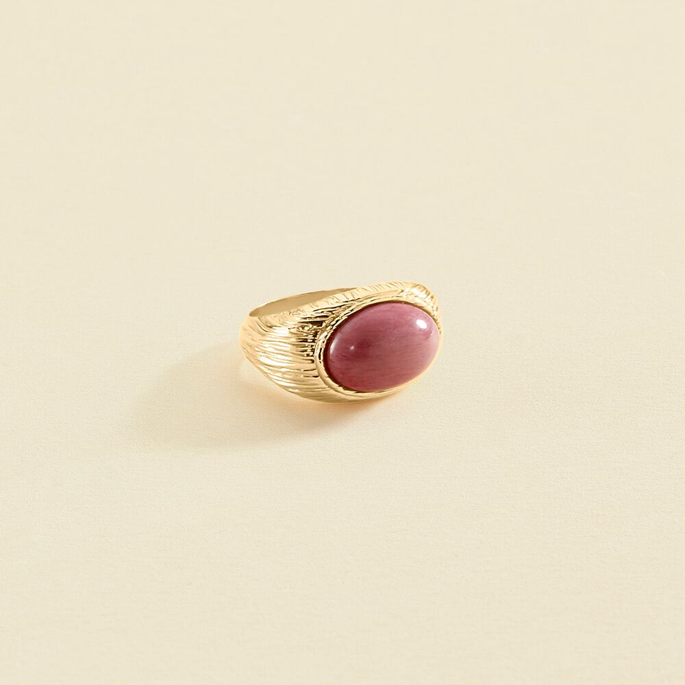 Bague large PETRA - Rhodonite / doré - Bagues  | Agatha