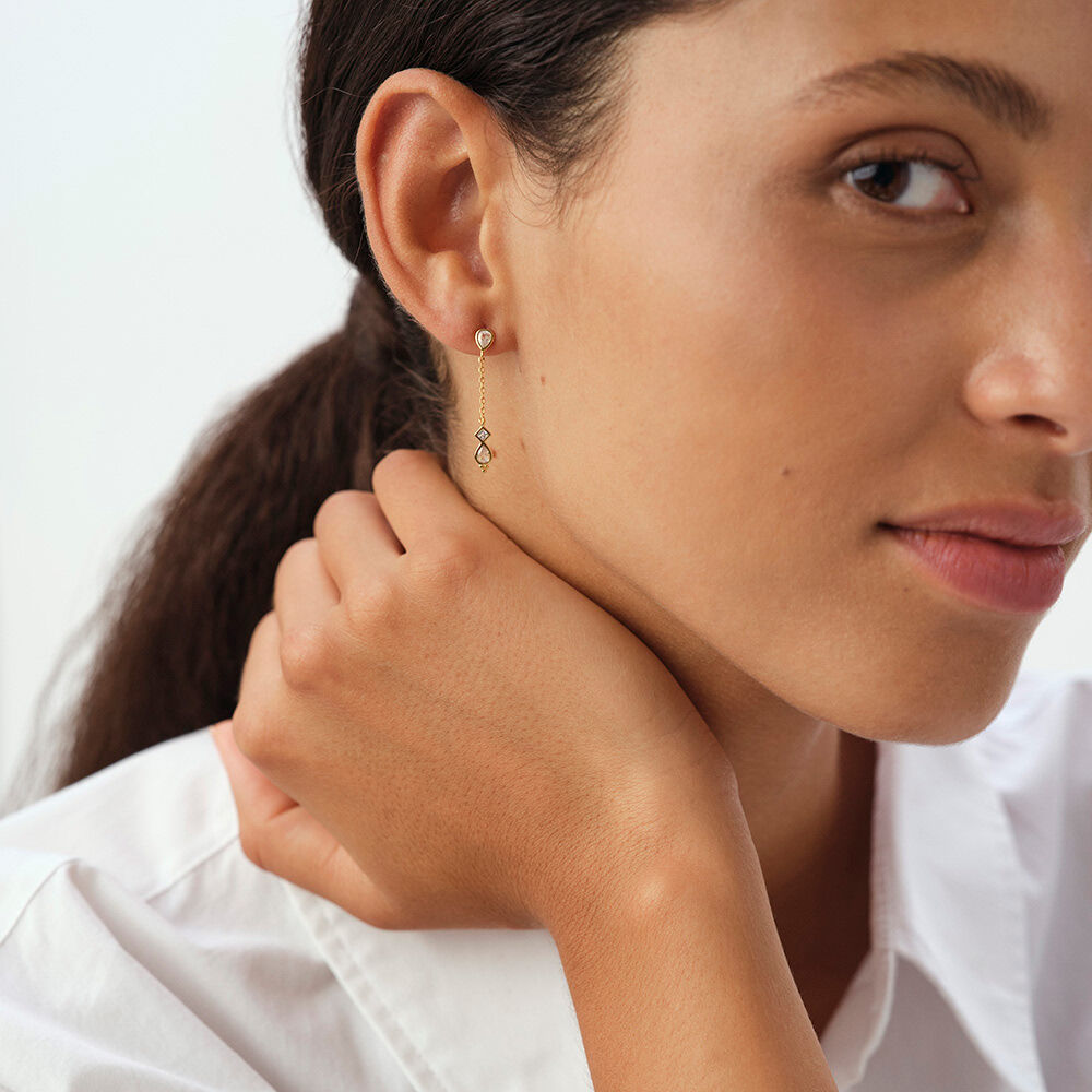 Boucles d'oreilles pendantes ARISTA - Cristal / Dor&eacute; - Boucles d'oreilles fantaisies  | Agatha