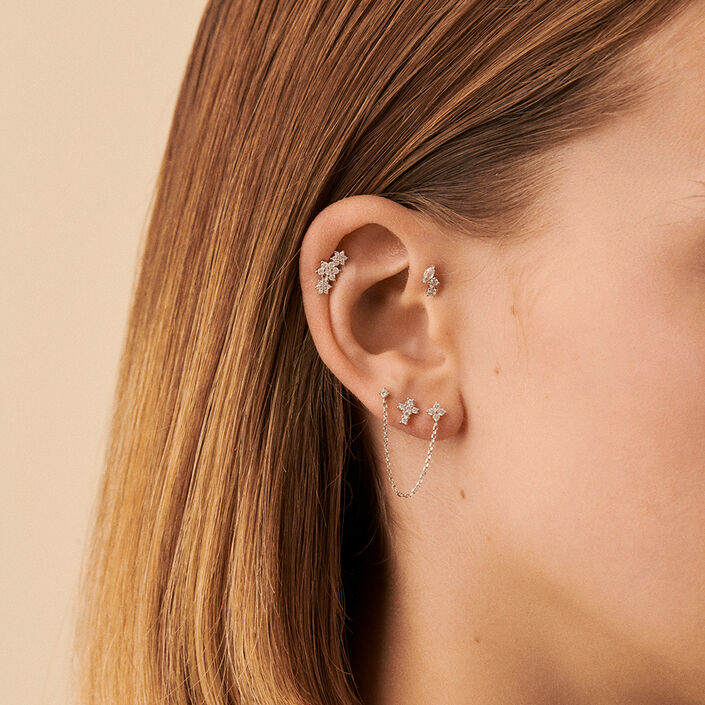 Piercing puce TRIOFLOR - Cristal / Argenté - Piercings  | Agatha