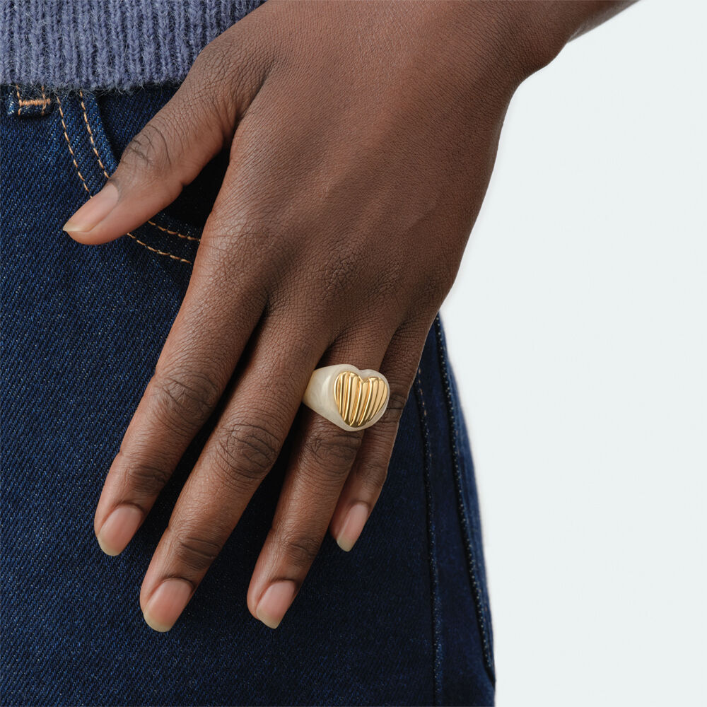 Bague large SACR&Eacute; C&OElig;UR - Ivoire / Dor&eacute; - Bagues larges  | Agatha