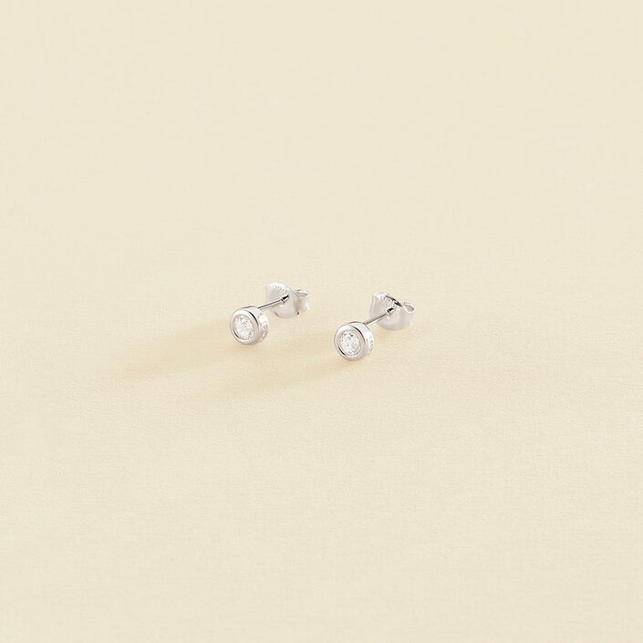 Boucles d'oreilles puces BRILLANT - Cristal / Argenté - Boucles d'oreilles puces  | Agatha