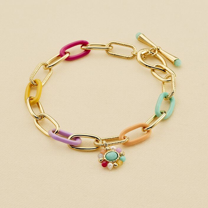 Bracelet souple ARLEQUIN - Multicolore / Doré - Bracelets  | Agatha