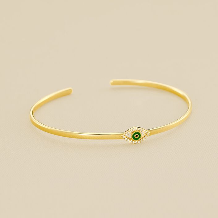 Jonc LUCKY EYE - Vert / Doré - Bracelets  | Agatha