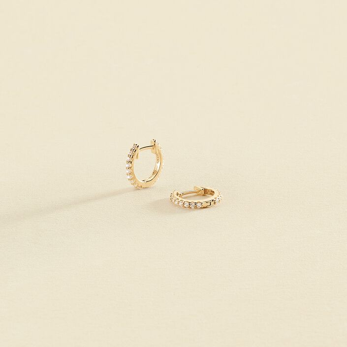Créoles AUSTRAL - Cristal / Doré - Boucles d'oreilles  | Agatha