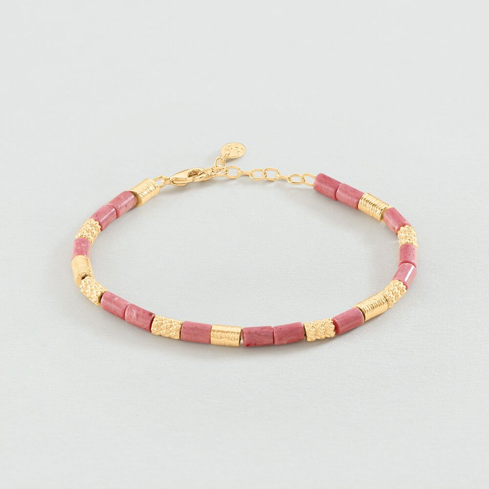 Bracelet souple PETRA - Rhodochrosite / dor&eacute; - Bracelets fantaisie  | Agatha