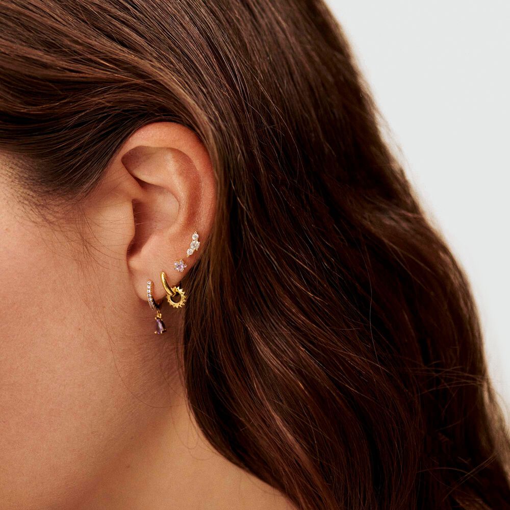 Piercing puce CROISSAN - Cristal / Doré - Piercings  | Agatha