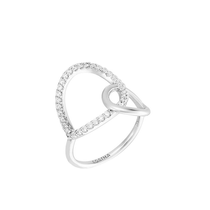 Bague fine UNI - Cristal / Argenté - Bagues  | Agatha