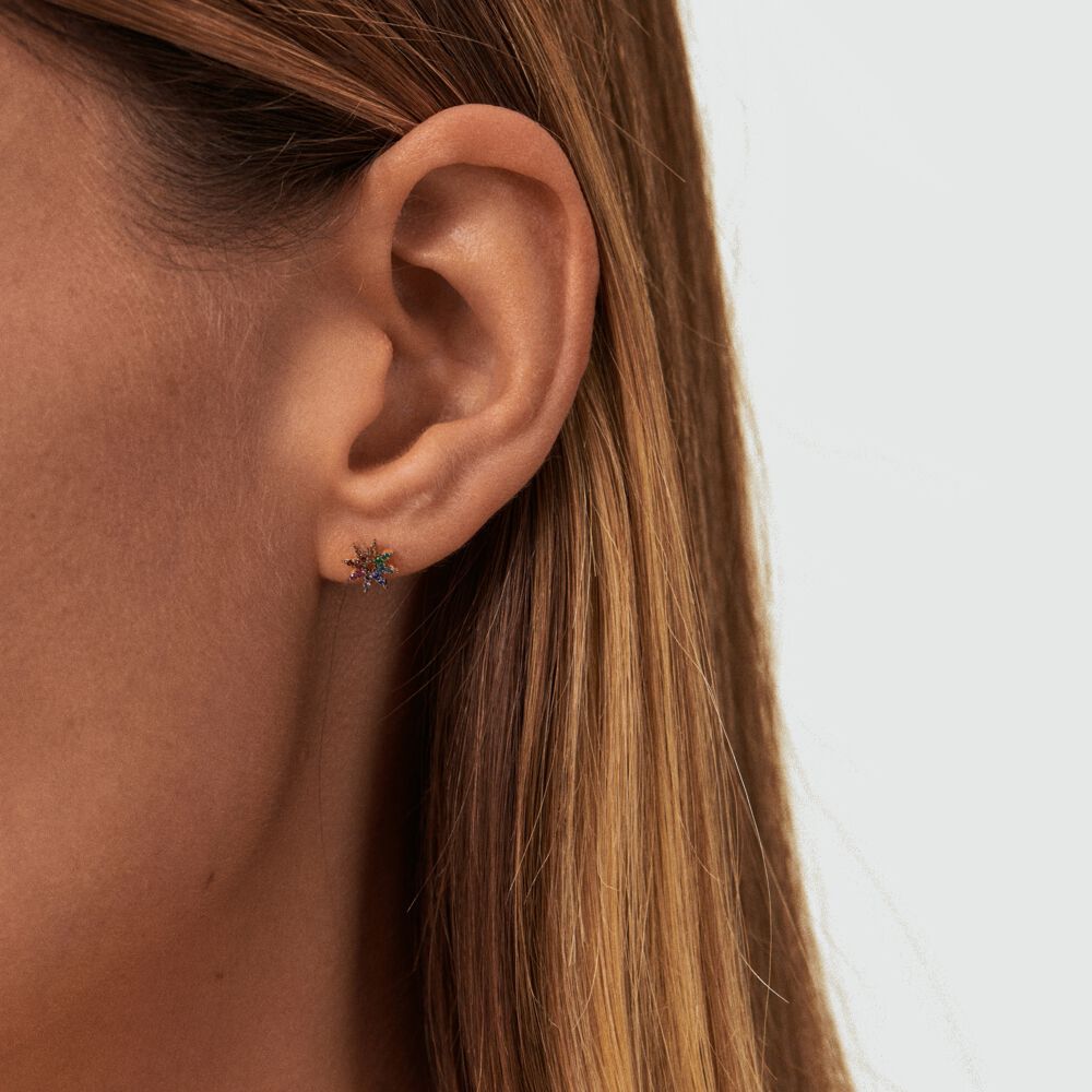 Boucles d'oreilles puces SPACE AGE - Multicolore / Doré - Boucles d'oreilles puces  | Agatha
