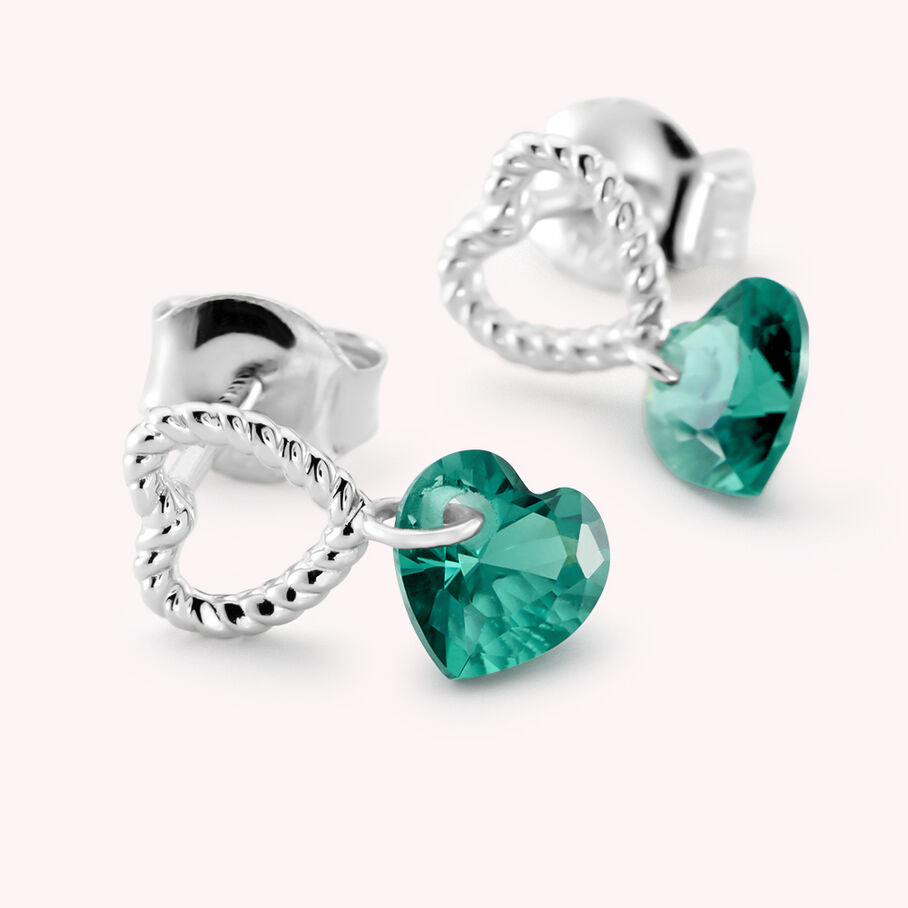 Boucles d'oreilles puces BEGUIN - Vert / Argenté - Boucles d'oreilles puces  | Agatha