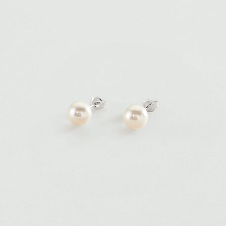 Boucles d'oreilles puces PERL - Perle / Argenté - Boucles d'oreilles puces  | Agatha