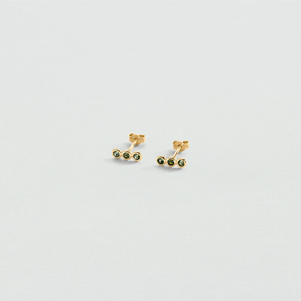 Boucles d'oreilles puces OD&Eacute;ON - Vert / Dor&eacute; - Boucles d'oreilles puces  | Agatha