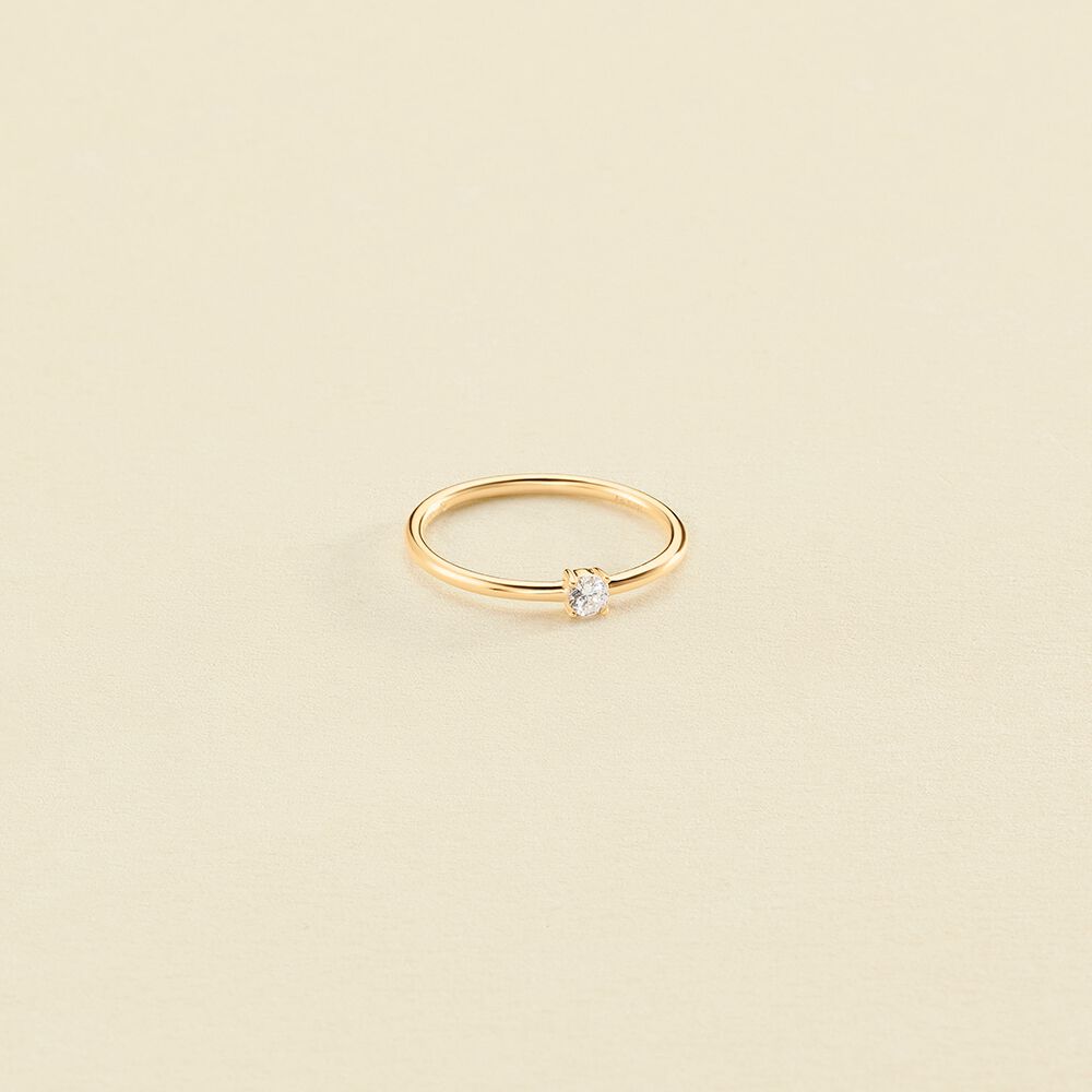 Bague fine SOL - Cristal / Doré - Bagues avec pierre  | Agatha
