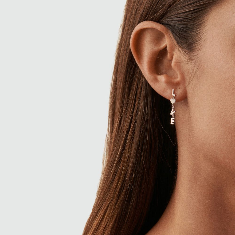 Boucles d'oreilles pendantes WITH LOVE - Argent&eacute; - Boucles d'oreilles fantaisies  | Agatha